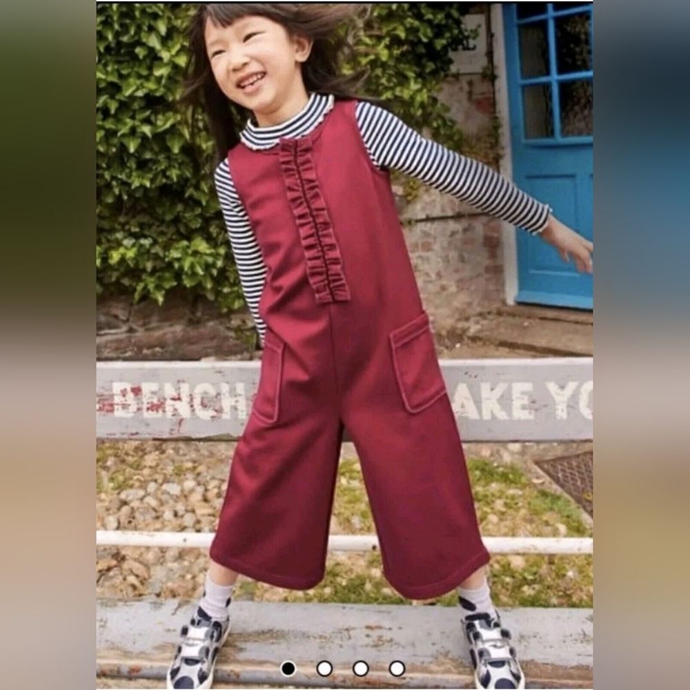 Mini Boden Sleeveless Jumpsuit in Bramble Bush Red Ruffled Overall